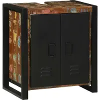 vidaXL Badezimmermöbel-Set 4 stk. Mehrfarbig und Schwarz