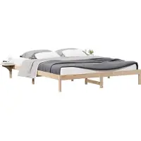 vidaXL Bettgestell mit Nachttischen Natur 200 x 220 cm