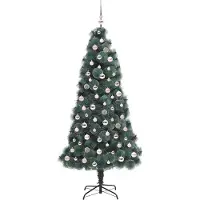 vidaXL Künstlicher vorbeleuchteter Weihnachtsbaum mit Kugelset Grün