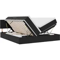 vidaXL LED-Speicherbett mit Matratze Schwarz 200 x 200 cm Samt