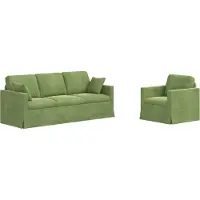 vidaXL Sofa Set 2 stk. Hellgrün Samt
