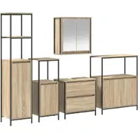 vidaXL Badezimmermöbel-Set 5 stk. Beige 36 x 35 x 165 cm Holzwerkstoff