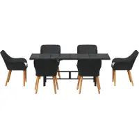 vidaXL Garten Essgruppe 7 stk. Schwarz Poly-Rattan