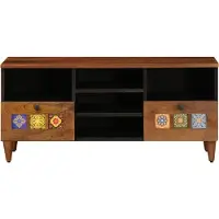 vidaXL TV-Schränk mit Regal Walnuss 100 x 33 x 46 cm Massivholz Mango
