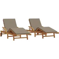 vidaXL Sonnenliege 2 stk. Massivholz Akazie Taupe