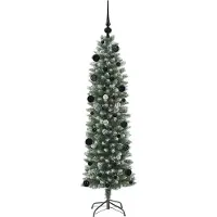 vidaXL Künstlicher schlanker Weihnachtsbaum Grün und Weiß 150 cm