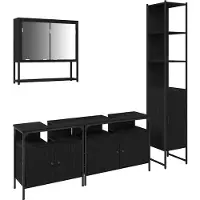 vidaXL Badezimmermöbel-Set 4 Stk. Schwarz Eichen-Optik Holzwerkstoff