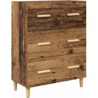 vidaXL Highboard Altholz 69,5 x 34 x 180 cm Engineered Wood und Glas