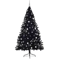 vidaXL Künstlicher vorbeleuchteter Weihnachtsbaum Schwarz 240 cm PVC