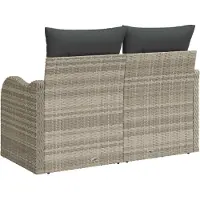 vidaXL Gartensofa mit Kissen Hellgrau 121 x 62 x 69cm Poly-Rattan