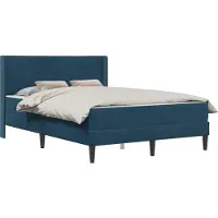 vidaXL Bettgestell mit Matratze mit Kopfteil Blau 140 x 190 cm Samt