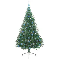 vidaXL Künstlicher vorbeleuchteter Weihnachtsbaum Grün 210 cm PVC