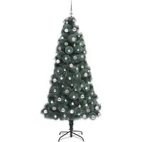vidaXL Künstlicher vorbeleuchteter Weihnachtsbaum mit Kugelset Grün