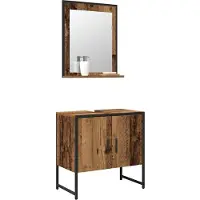 vidaXL Badezimmermöbel-Set 2 Stk. Braun Holzwerkstoff