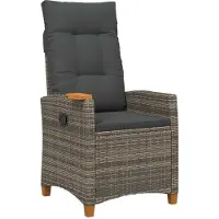 vidaXL Liegestuhl mit Teeteller Grau und Dunkelgrau Poly-Rattan