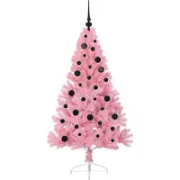 vidaXL Künstlicher vorbeleuchteter Weihnachtsbaum Rosa 150 cm PVC