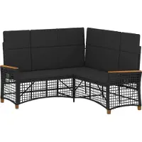 vidaXL Garten Liegesofa Set 5-Sitzanzahl Schwarz Polyrattan und Stahl