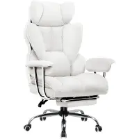 COMHOMA Bürostuhl Gaming Stuhl, Gamer Stuhl, Ergonomischer Bürostuhl mit Fußstütze, höhenverstellbar, Schreibtischstuhl, Chefsessel, weiß-Kunstleder