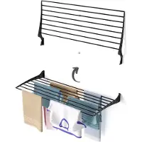 Foxydry Wand-Wäscheständer aus Aluminium, für innen und außen geeignet – Fold 116 cm Schwarz