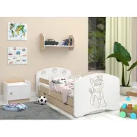 Happy Babies Kinderbett - Mit Matratze & Schublade und Rausfallschutz, 80x160, Mädchen Kinderbetten & Jugendbett Jungen Kids Bed