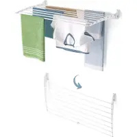Foxydry Wand-Wäscheständer modern und rostfrei, Wäschetrockner aus Aluminium – Fold Down 100 cm weiß