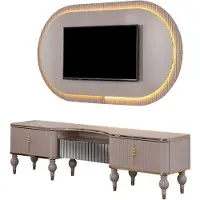 Xl Moebel Gmbh Moderne Beige Wohnwand Garnitur Designer RTV-Lowboard Wandpanel 2tlg