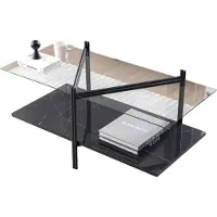 AEA Couchtisch mit Glasplatte und Marmor-Optik – stilvoll und modern Sofa Tisch