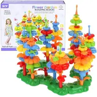 Nobo Kids Bausteine zum Bau eines Gartenblumen-Puzzles, 124 Teile.