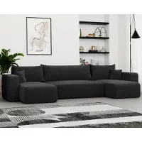 Idohome Ecksofa-Wohnzimmer Sofa mit Schlaffunktion und Bettkasten, Eckcouch, Polstermöbel, Sofa, Couch modern in Farbe Anthrazit Poso 135 U Form Piano