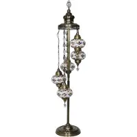 Halay Handgefertigte türkische Stehlampe mit 5 Glaskugeln, orientalische Mosaiklampe im Wellen-Design