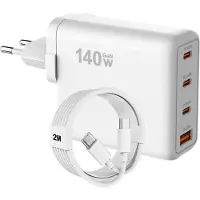 SWAREY 28V PD-140W Schnellladegerät USB-C/USB-A Power Adapter - Ladegerät, inkl. 2m USB-C Kabel, weiß für iPhone Modelle,iPad,MacBook,SAMSUNG Modelle
