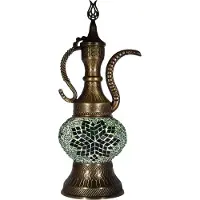 Halay Oosterse Mozaïek Tischlampe (Türkischer Ibrik) Ø 13 cm, handgefertigte Glaslampe mit warmem Licht, Höhe 38 cm
