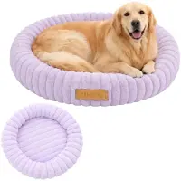 Dogeste Donut Hundebett 90 cm rund für große Hunde, flauschiges Hundekissen, waschbar, rutschfester Boden