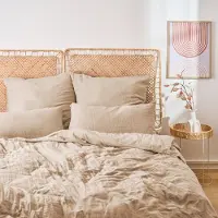 Everbrent Blumtal Musselin Bettwäsche 135x200 cm - Bettbezug 135 x 200 + Kissenbezug 40x80 Taupe
