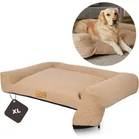 Dogeste Großes Hundebett Hundesofa Hundekissen Hundekörbchen Waschbar - Farbe Boucle Beige - Hundematte Größe XL - 100x65 cm