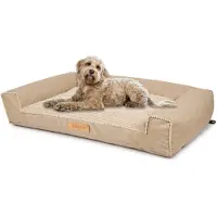 Dogeste Großes Hundebett Hundesofa Hundekissen Hundekörbchen Waschbar - Farbe Kord Beige - Hundematte Größe XXL - 118x78 cm