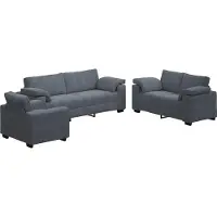 vidaXL 3-tlg. Sofagarnitur mit Kissen Dunkelgrau Samt