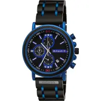Holzwerk Germany Holzwerk BALVE Herren Holz & Edelstahl Chronograph, Uhr mit Datum, schwarz, blau