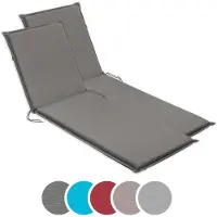 Sleepling 2er Set Gartenliege Auflage, Polster Sonnenliege, 190 x 58 cm, 6 cm dick, grau,