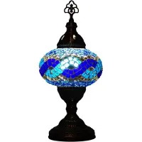 Halay Oosterse Mozaïek Tafellampe aus Glas, handgefertigt, Ø 16 cm, 36 cm hoch, für E27 Leuchtmittel bis 40 Watt