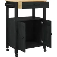 vidaXL Küchentrolley MONZA Schwarz 60 x 40 x 88,5 cm Massivholz Kiefer