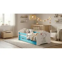 Happy Babies Kinderbett - Mit Matratze & Schublade und Rausfallschutz, 80x160, Mädchen Kinderbetten & Jugendbett Jungen Kids Bed