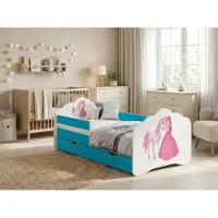 Happy Babies Kinderbett Mobi - Mit Matratze & Schublade und Rausfallschutz, 80x160, Mädchen Kinderbetten & Jugendbett Jungen Kids Bed ( nr 9)