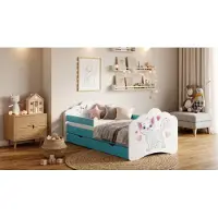 Happy Babies Kinderbett Mobi - Mit Matratze & Schublade und Rausfallschutz, 80x160, Mädchen Kinderbetten & Jugendbett Jungen Kids Bed ( nr 12)