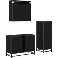 vidaXL Badezimmermöbel-Set 3 stk. Schwarz Eichen-Optik 80 x 33 x 60 cm