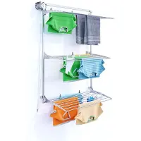 Foxydry Turm-Wäscheständer zur Wandmontage, höhenverstellbar und klappbar – Tower 108 cm Grau
