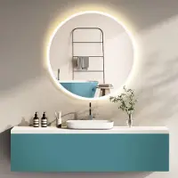 PonteSino HOKO LED-Badspiegel rund 60 cm mit weißem Rahmen, Touch-Schalter, Memory-Funktion und Farbwechsel 2700-6500 K für Bad und Gäste-WC, IP44, Malaga