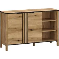 Mebelbos Kommode Helix 138x88x40,5 cm 2 Türen 4 Böden Füße Sideboard Wohnzimmer Eiche