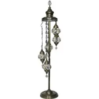 Halay Oosterse Mozaïek Vloerlamp mit 5 Glaskugeln in Mischfarben - Höhe 140 cm, E14 Fassung, für TL/LED, Kupfer