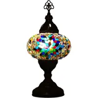 Halay Türkische Tischlampe mit 13 cm buntem Mosaik - Handgefertigte orientalische Lampe für stimmungsvolles Licht